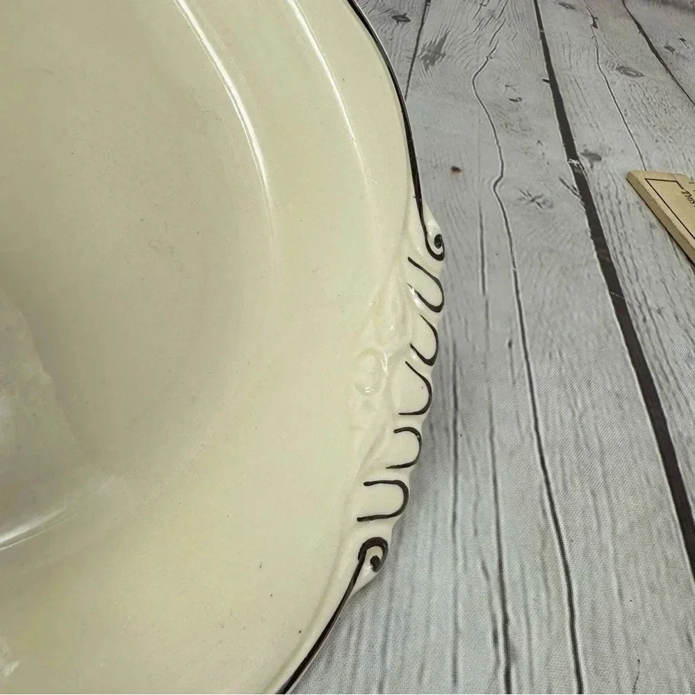vintage Relish/Gravy Underplate Fluffy Rose 1 (Platinum Trim) by HOMER laughflin